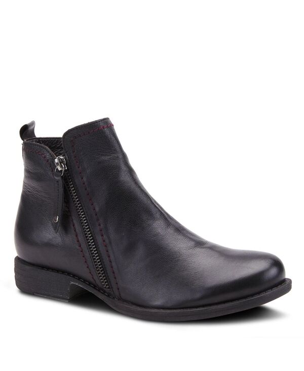 スプリングステップ レディース シューズ ブーツ・レインブーツ レザー ヒール Spring Step Oziel Leather Bootie with Decorative Zipper and Chunky Sculpted Heel Black ブラック|ReVida 店