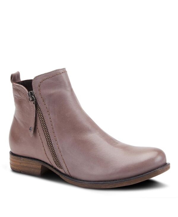 スプリングステップ レディース シューズ ブーツ・レインブーツ レザー ヒール Spring Step Oziel Leather Bootie with Decorative Zipper and Chunky Sculpted Heel Taupe トープ