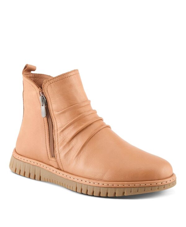 スプリングステップ レディース シューズ ブーツ・レインブーツ ギャザー ブーツ レザー Spring Step Rosado Ruched Leather Bootie with Dual Zippers and Removable Insole Camel キャメル|ReVida 店