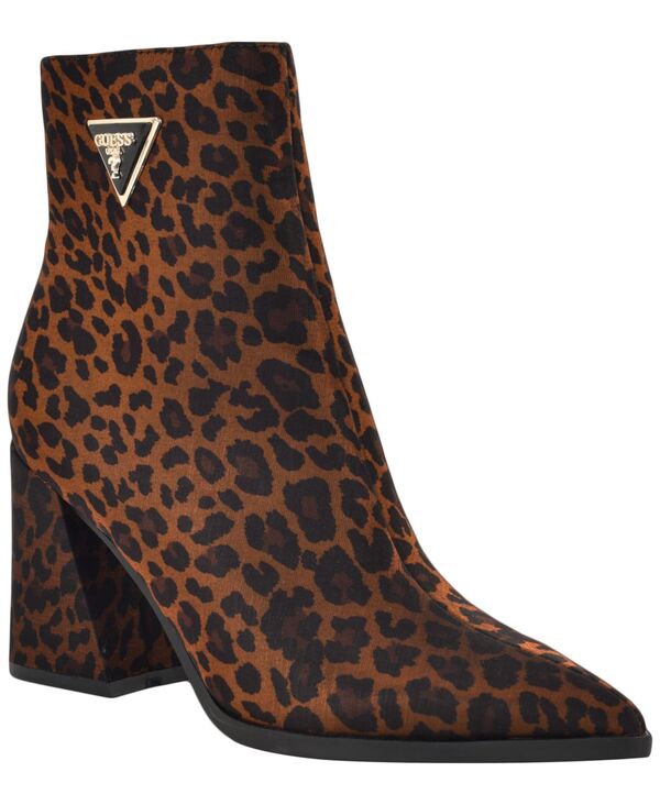 ゲス レディース シューズ ブーツ・レインブーツ ヒール GUESS Womens Lusera Flared Block Heel Dress Booties Dark Brown Leopard ブラウン