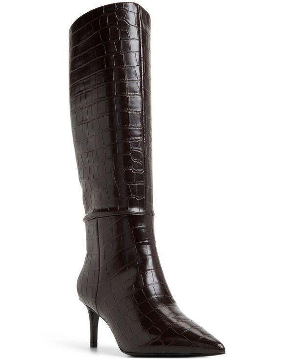 アルド レディース シューズ ブーツ・レインブーツ ALDO Women's Heather Knee High Pointy Toe Boots Dark Brown Croco ブラウン|ReVida 店