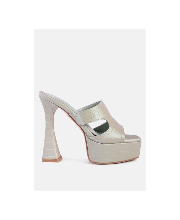 ロンドンラグ レディース シューズ サンダル プラットフォーム ヒール London Rag Pda Croc High Heel Platform Sandals Women Medium green グリーン