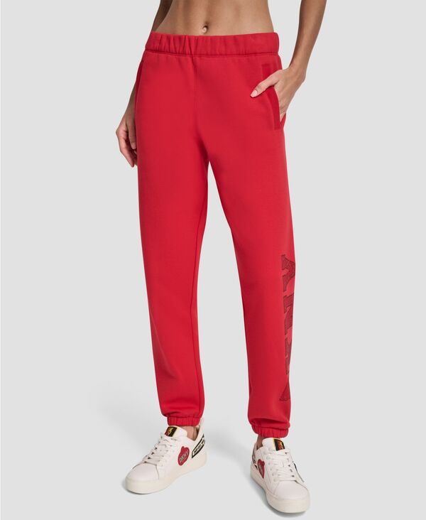 ダナ キャラン ニューヨーク レディース ボトムス カジュアルパンツ ロゴ DKNY Women's Exploded Rhinestone Varsity Logo High Rise Relaxed Jogger City Crimson クリムゾン