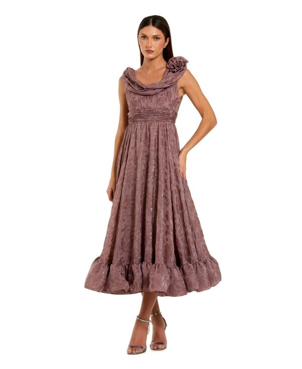 マックダガル レディース トップス ワンピース シフォン ミディワンピース ミディ ノースリーブ Mac Duggal Women's Burnout Chiffon Sleeveless Cowl Neck Midi Dress Mauve|ReVida 店