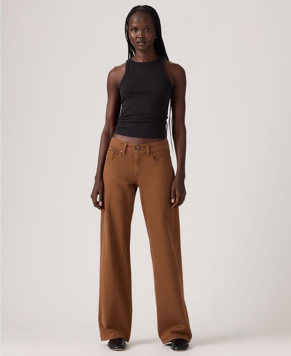 リーバイス レディース ボトムス デニムパンツ デニム Levi's Women's Super-Low Double-Button Relaxed-Fit Denim Jean Washed Bis デニム