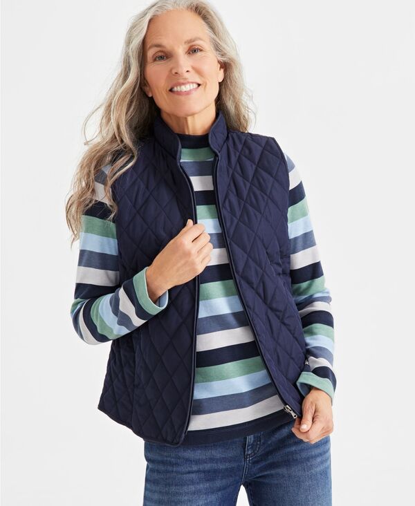 スタイルアンドコー レディース アウター ジャケット・ブルゾン プチ キルティング ベスト Style \u0026 Co Petite Quilted Vest Industrial Blue ブルー