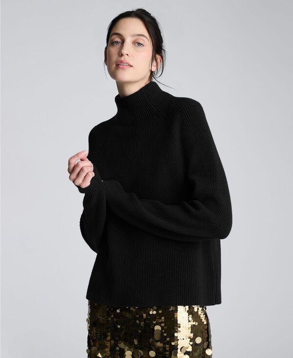 ケネスコール レディース アウター ニット・セーター モックネック セーター Kenneth Cole Women Mock Neck Raglan Sweater Black ブラック