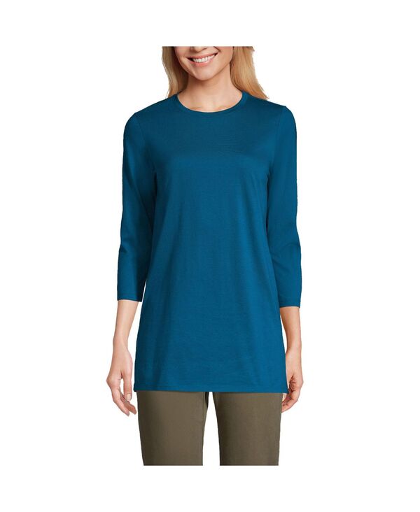 ランズエンド レディース トップス シャツ コットン Lands' End Women's 3/4 Sleeve Cotton Supima Tunic Baltic teal ティール
