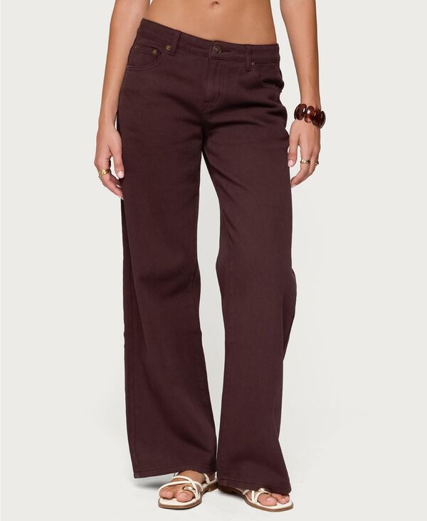 アディクテッド レディース ボトムス デニムパンツ ローライズ ジーンズ Edikted Women's Roman Low Rise Slouchy Jeans Brown ブラウン