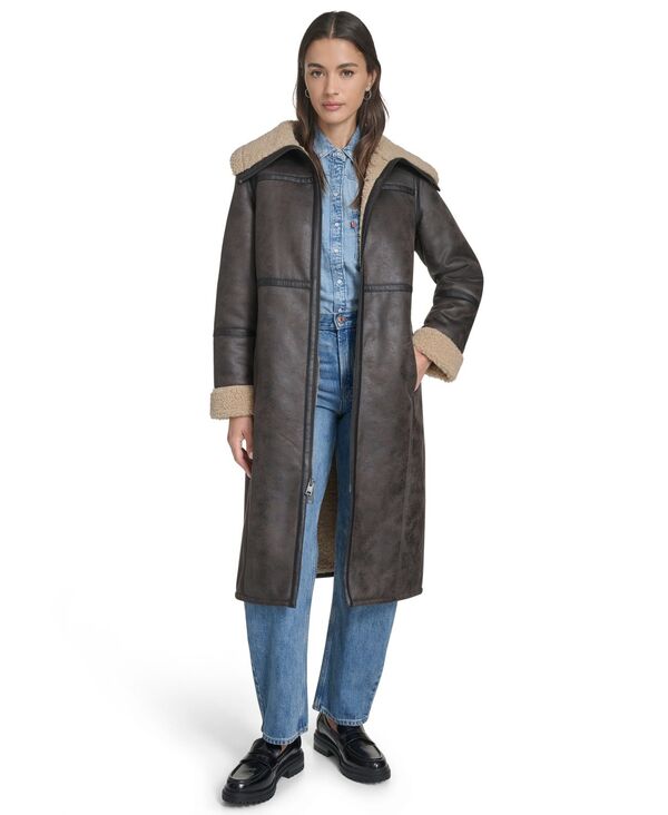 リーバイス レディース アウター ジャケット・ブルゾン コート Levi's Women's FX Shearling Funnel Coat Molasses