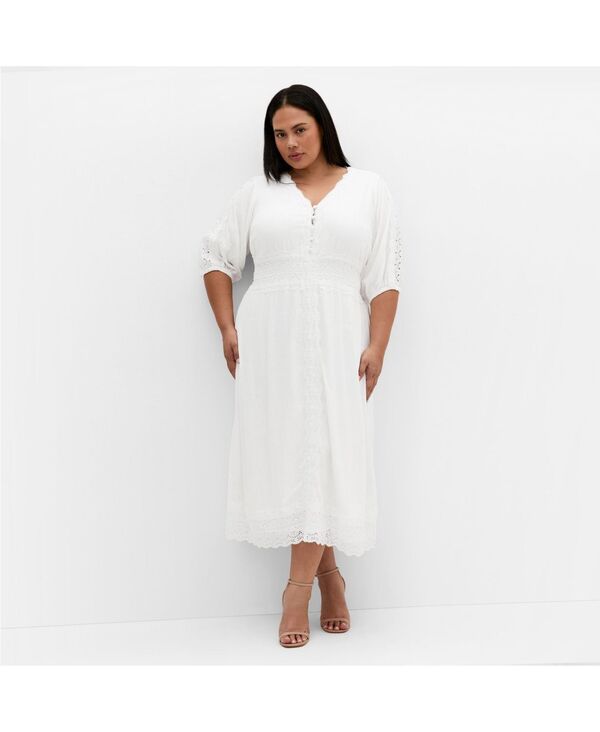 シティーシック レディース トップス ワンピース Vネック ミディワンピース プラスサイズ ミディ CITY CHIC Women's Plus Size Belle V Neck Midi Dress Ivory アイボリー