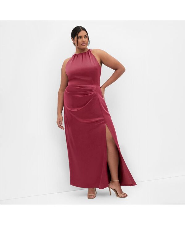 シティーシック レディース トップス ワンピース マキシワンピース マキシ ホルター CITY CHIC Women's Celina Halter Maxi Dress Beet red レッド