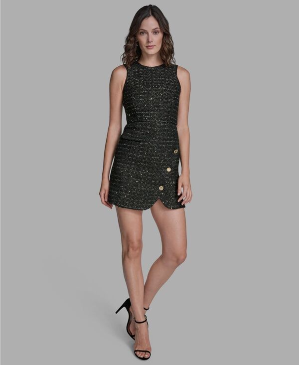 ビーシビージー レディース トップス ワンピース アシンメトリー ツイード BCBG Women's Textured Tweed Asymmetrical Sheath Dress BLACK MULTI ブラック 15,036円