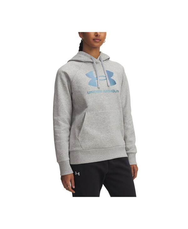 アンダーアーマー レディース アウター パーカー・スウェット フリース パーカー Under Armour Women's Rival Fleece Shimmer Hoodie Mod Gray Light Heather グレー