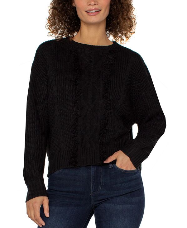 リヴァプール ロサンゼルス レディース アウター ニット・セーター モックネック セーター フリンジ Liverpool Los Angeles Women's Long Sleeve Mock Neck Fringe Sweater Black ブラック