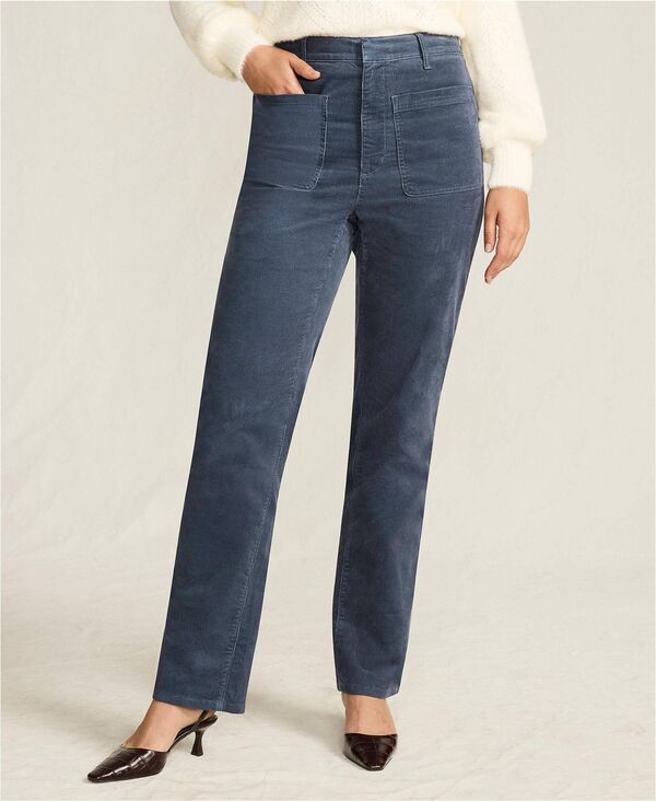 ランズエンド レディース ボトムス カジュアルパンツ ストレート コーデュロイ パンツ Lands' End Women's Corduroy High Rise Rail Straight Leg Pants Dusty indigo インディゴ