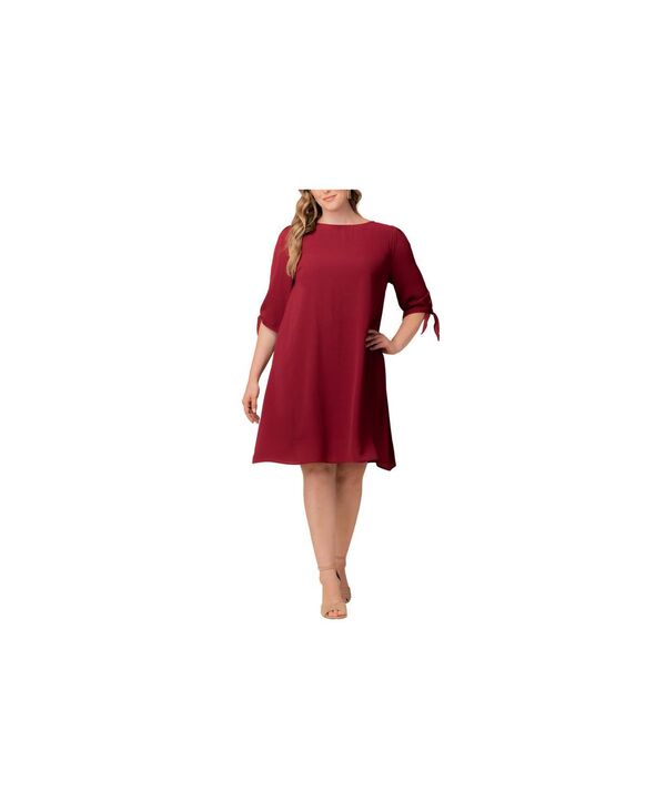キヨナ レディース トップス ワンピース プラスサイズ Kiyonna Plus Size Manhattan Shift Dress with Tie Sleeves Cranberry 26,460円