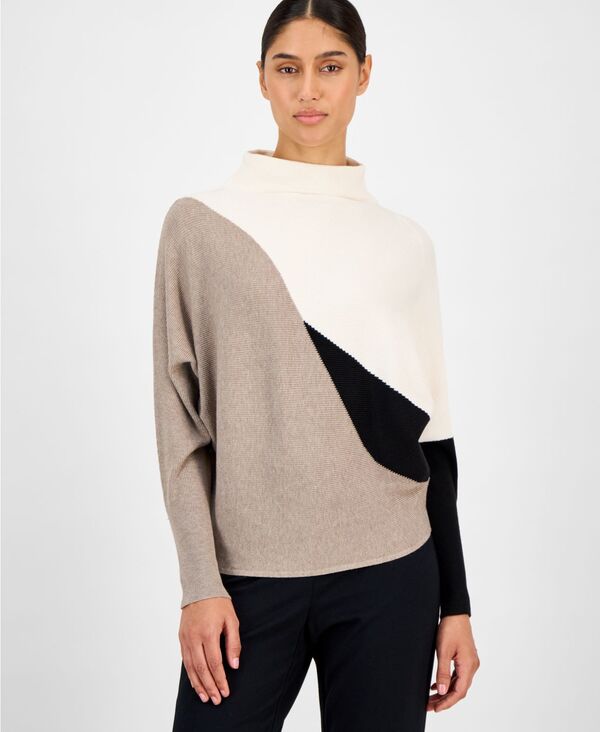 ティー・タハリ レディース アウター ニット・セーター T Tahari Women's Funnel-Neck Dolman-Sleeve Sweater Taupe Heat トープ