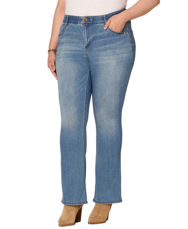 デモクラシー レディース ボトムス カジュアルパンツ ブーツカット プラスサイズ ブーツ ジーンズ Democracy Plus Size High Rise Bootcut Jeans Mid Blue ブルー|ReVida 店