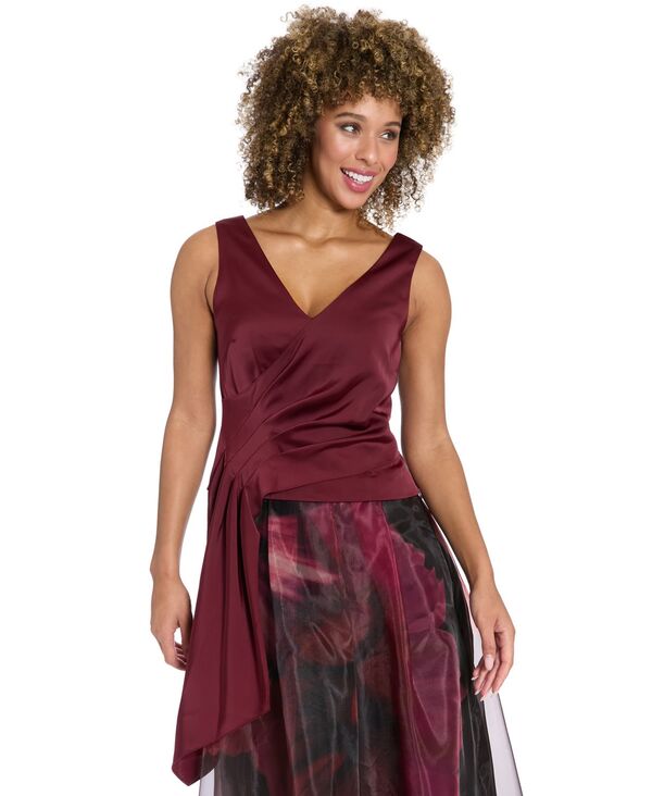 ミューズ レディース トップス ワンピース Vネック プリーツ アシンメトリー Muse Women'sAsymmetrical Pleated V-Neck Top Berry