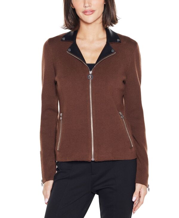 ベルディーニ レディース アウター ジャケット・ブルゾン セーター ジャケット Belldini Women's Black Label Motorcycle Sweater Jacket Coffee Bean Black ブラック