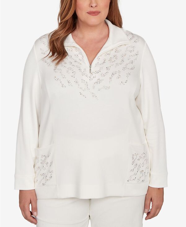 アルフレッド ダナー レディース トップス シャツ プラスサイズ トール ニット Alfred Dunner Plus Size Vienna Metallic Studded Animal Pattern Knit Top Vanilla メタリック 11,866円