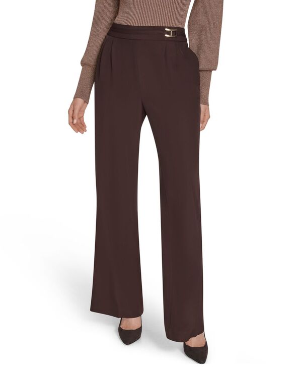 ホルストンヘリテイジ レディース ボトムス カジュアルパンツ ワイドレッグ パンツ Halston Women's Mid Rise Wide Leg Trousers Espresso｜ReVida 店