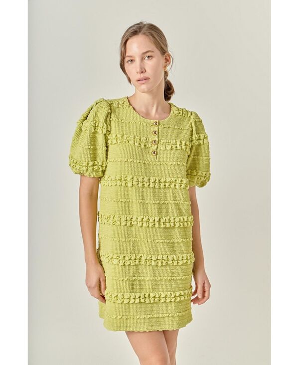 イングリッシュファクトリー レディース トップス ワンピース ミニワンピース ミニ シャーリング English Factory Women's Smocked Mini Dress Pistachio