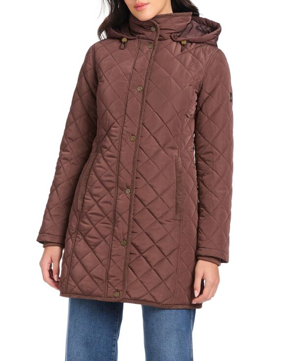 ヴィンスカムート レディース アウター ジャケット・ブルゾン ミニ コート Vince Camuto Women's Long Mini Quilt Coat French roast
