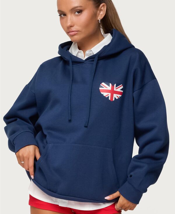 アディクテッド レディース アウター パーカー・スウェット パーカー Edikted Women's Love London Oversized Hoodie Navy ネイビー