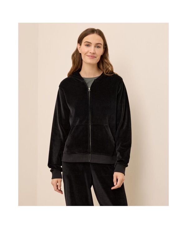 パクト レディース アウター パーカー・スウェット コットン パーカー Pact Women's Organic Cotton Velour Zip Hoodie Black ブラック