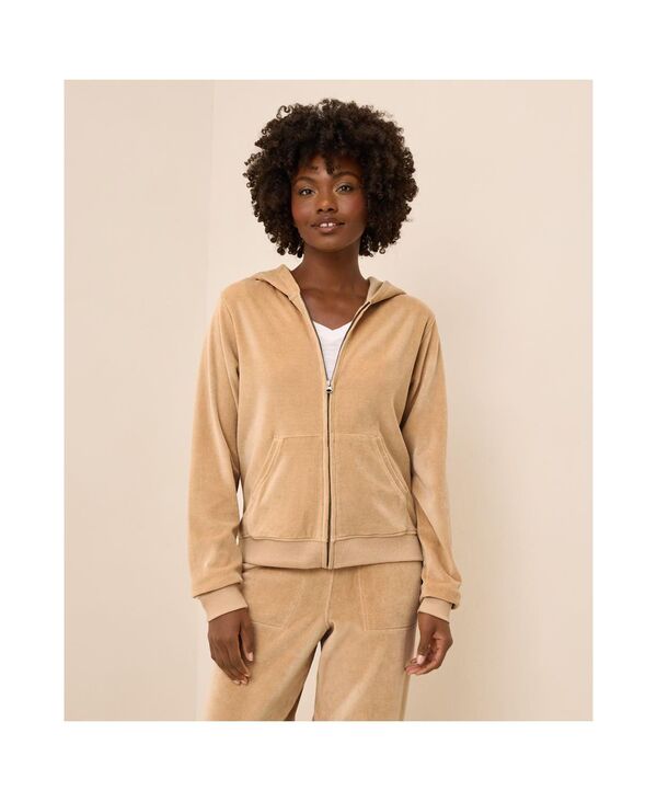 パクト レディース アウター パーカー・スウェット コットン パーカー Pact Women's Organic Cotton Velour Zip Hoodie Sesame