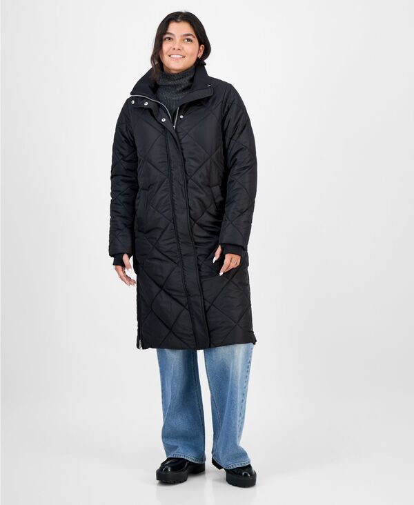 コーヒーショップ レディース アウター ジャケット・ブルゾン キルティング コート CoffeeShop Juniors' Shawl-Collar Quilted Coat Black ブラック