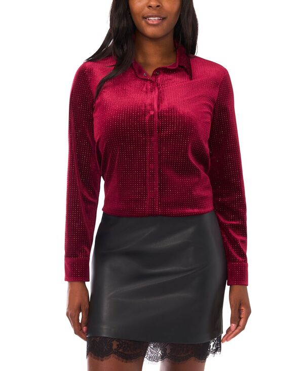 ヴィンスカムート レディース トップス シャツ スパンコール Vince Camuto Women's Sequin Button Front Shirt Wine ワイン