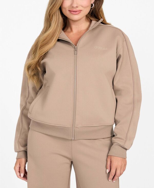 ゲス レディース アウター パーカー・スウェット ハイネック スウェット シャツ GUESS Women ’ s Octavia High Neck Full-Zip Sweatshirt Silk Taupe トープ
