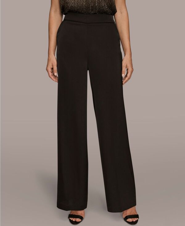ダナ キャラン ニューヨーク レディース ボトムス カジュアルパンツ ワイドレッグ パンツ Donna Karan New York Women's Charmeuse High Rise Wide Leg Pants Black ブラック