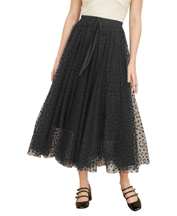 ユミキム レディース ボトムス スカート チュール プリント メッシュ Yumi Women's Mesh Heart Print Tulle Skirt Black ブラック|ReVida 店