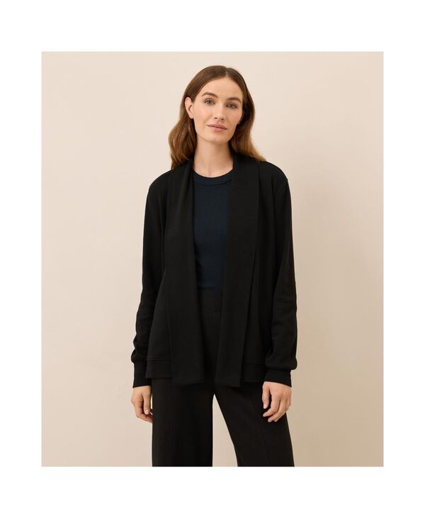 パクト レディース アウター ニット・セーター ドレープ コットン カーディガン Pact Women's Organic Cotton Airplane Short Drape Cardigan Black ブラック