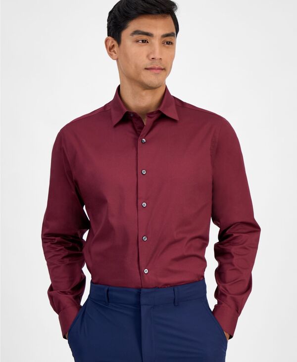 アルファニ メンズ トップス シャツ レギュラーフィット Alfani Men's Temperature Regulating Solid Dress Shirt Slim & Regular Fit Maroonbanner