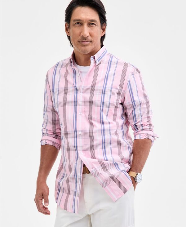 クラブルーム メンズ トップス シャツ Club Room Long Sleeve Poplin Shirt Cupid Blush Dublin Plaid ブラッシュ