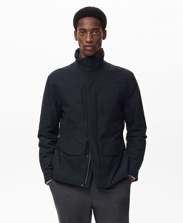 マンゴ メンズ アウター ジャケット・ブルゾン ジャケット MANGO Men's Thermolite Padding Waterproof Jacket Navy ネイビー