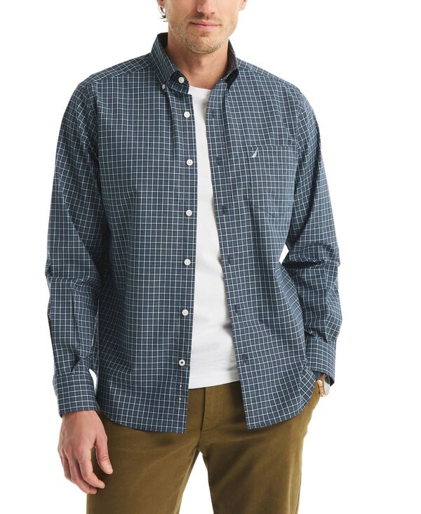 ナウティカ メンズ トップス シャツ プリント Nautica Men's Plaid Print Long Sleeve Shirt Navy Seas ネイビー