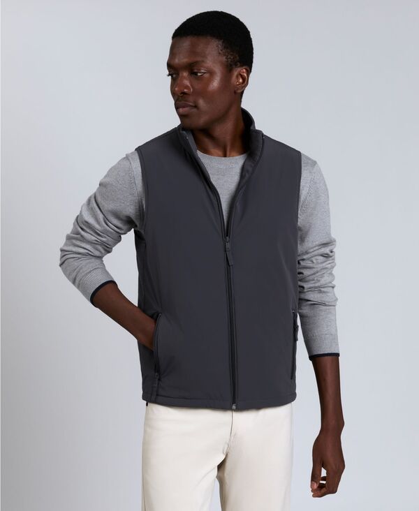 ケネスコール メンズ アウター ジャケット・ブルゾン モックネック ベスト Kenneth Cole Men's Mixed Media Mock Neck Vest Charcoal チャコール