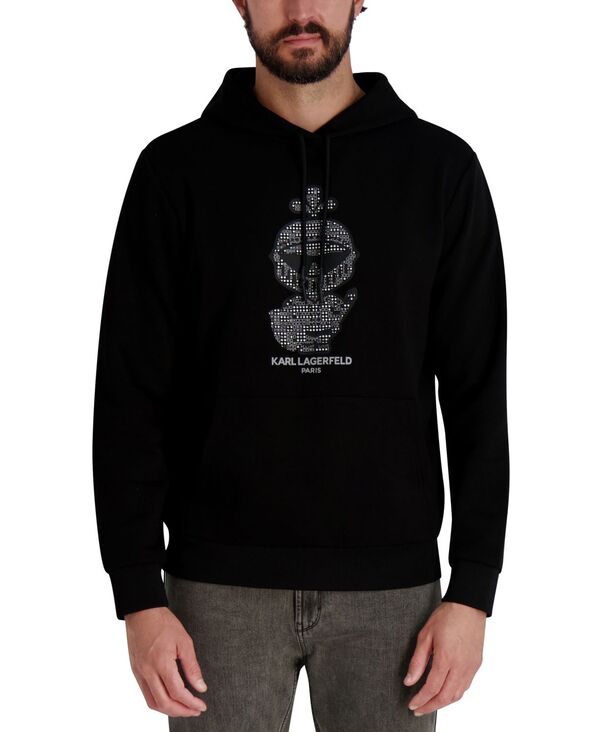 カール ラガーフェルド メンズ アウター パーカー・スウェット スウェット シャツ KARL LAGERFELD PARIS Men's Textured Armor Pull-On Sweatshirt Black ブラック