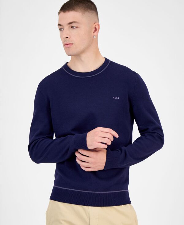 ヒューゴボス メンズ アウター ニット・セーター クルーネック セーター 長袖 Hugo Boss Men's San Cassius Long-Sleeve Crewneck Sweater Navy ネイビー