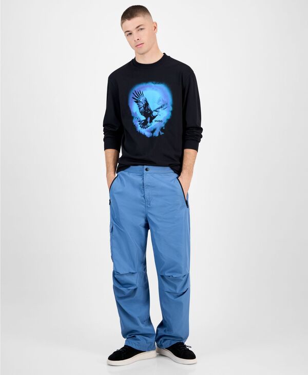 ヒューゴボス メンズ ボトムス カジュアルパンツ プリーツ パンツ Hugo Boss Gokla Straight Fit Pleated-Knee Pants Open blue ブルー