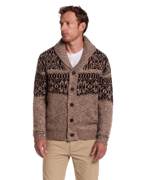 ウェザープルーフ メンズ アウター ニット・セーター セーター カーディガン Weatherproof Vintage Men's Norwegian Shawl Collar Cardigan Sweater Mocha モカ