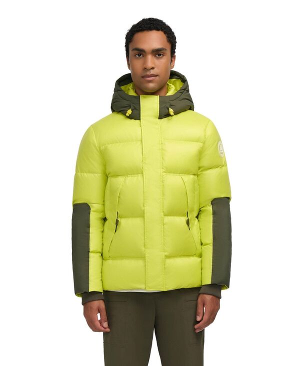 パジャール メンズ アウター ジャケット・ブルゾン Pajar Men's Nuray Mixed Media Color Block Puffer with Fixed Hood Neo green グリーン