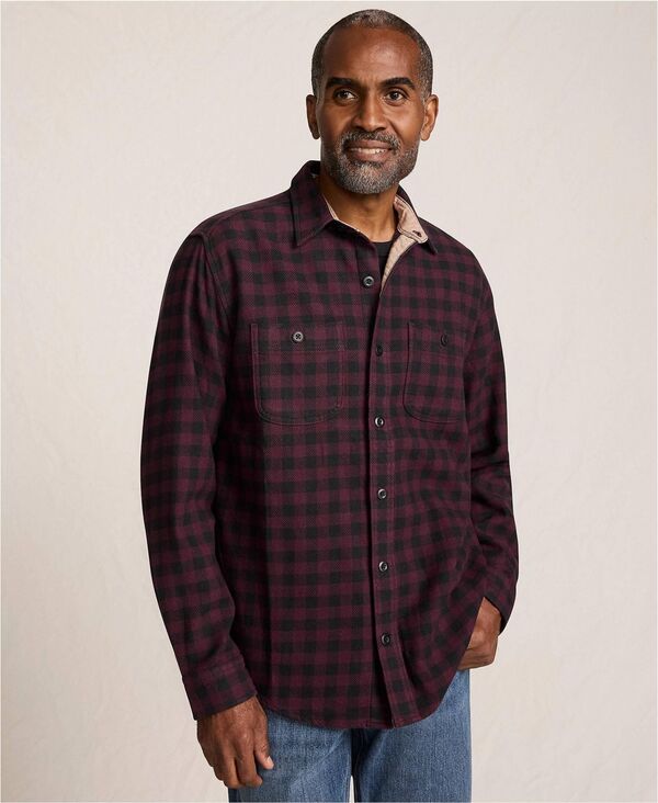 ランズエンド メンズ トップス シャツ Lands' End Men's Long Sleeve Authentic Flannel Shirt Lush burgundy check バーガンディ