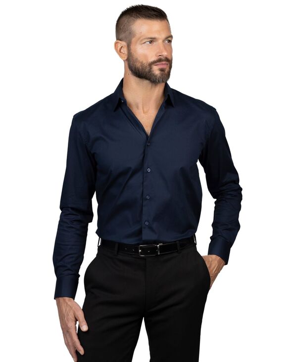 ヴィンスカムート メンズ トップス シャツ Vince Camuto Men's Solid Slim-Fit Dress Shirt Navy Solid ネイビー｜ReVida 店